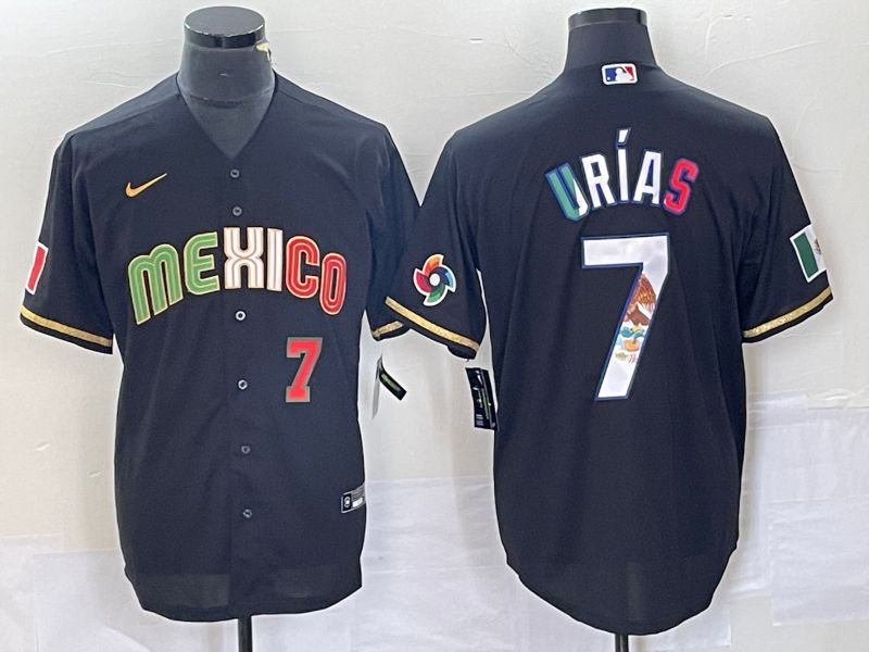 Men 2023 World Cub Mexico #7 Urias Black Nike MLB Jersey style 9185